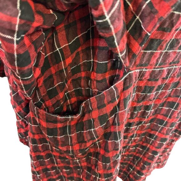 Kedem Sasson Top One Size Red Plaid Pockets Oversized Art to Wear - Picture 8 of 15